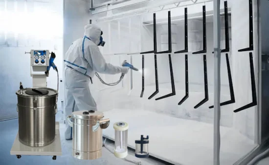 Jinhai Test Sistema di spruzzatura a polvere elettrostatica Pistola manuale per verniciatura a polvere con piccola tramoggia per polvere
